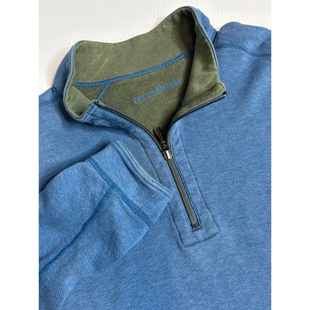 Tommy Bahama Mens Blue 1/4 Zip Sweatshirt Casual Long Sleeve 2XL
